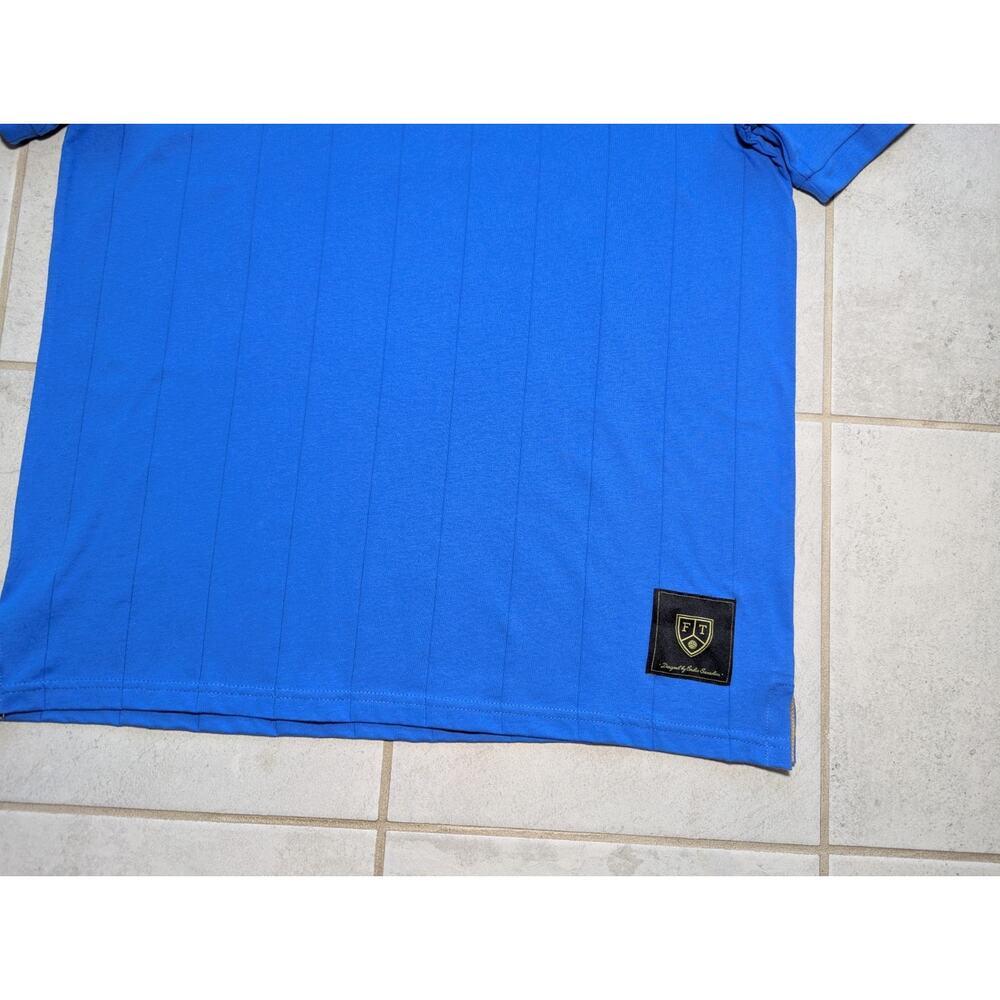 Football Town Men's XL Italy #10 Short Sleeve Shirt Blue Cotton Soccer - Picture 2 of 6